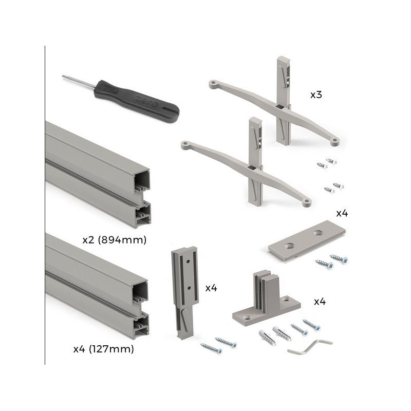  Kit De Structure Modulaire Emuca Zero à Monter Au Mur Gris Pierre