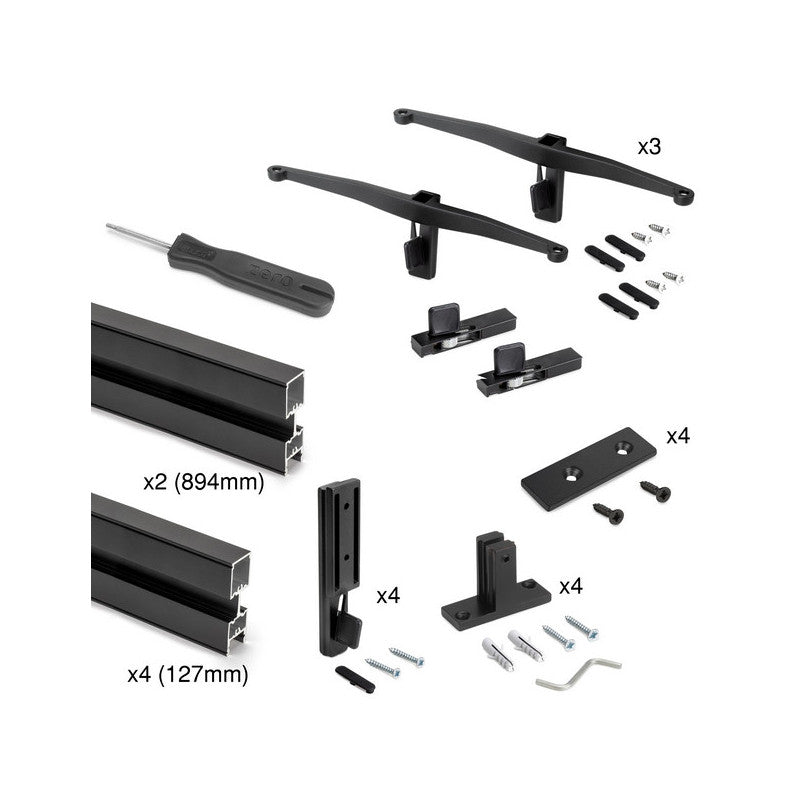  Kit De Structure Modulaire Emuca Zero à Monter Au Mur Noir Texturé