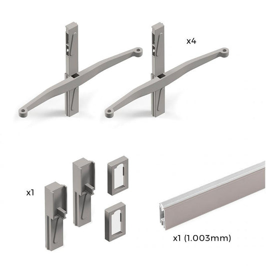  Kit De Supports Emuca Zero Pour étagère En Bois Et Tringle Gris Pierre