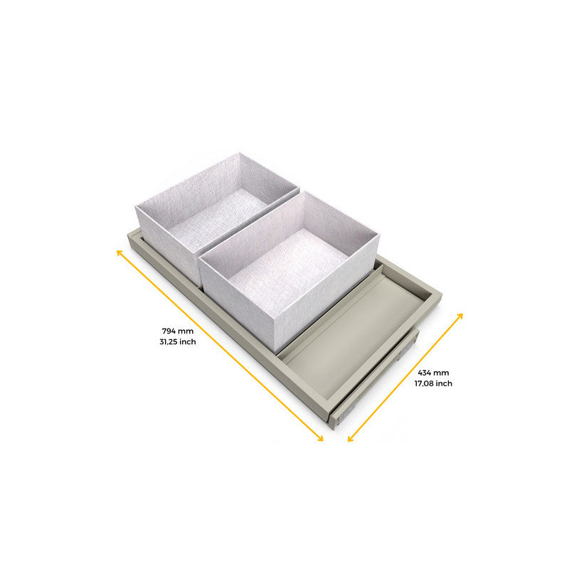  Kit Plateaux Emuca Avec 2 Paniers Pour Armoires 800mm Gris Pierre