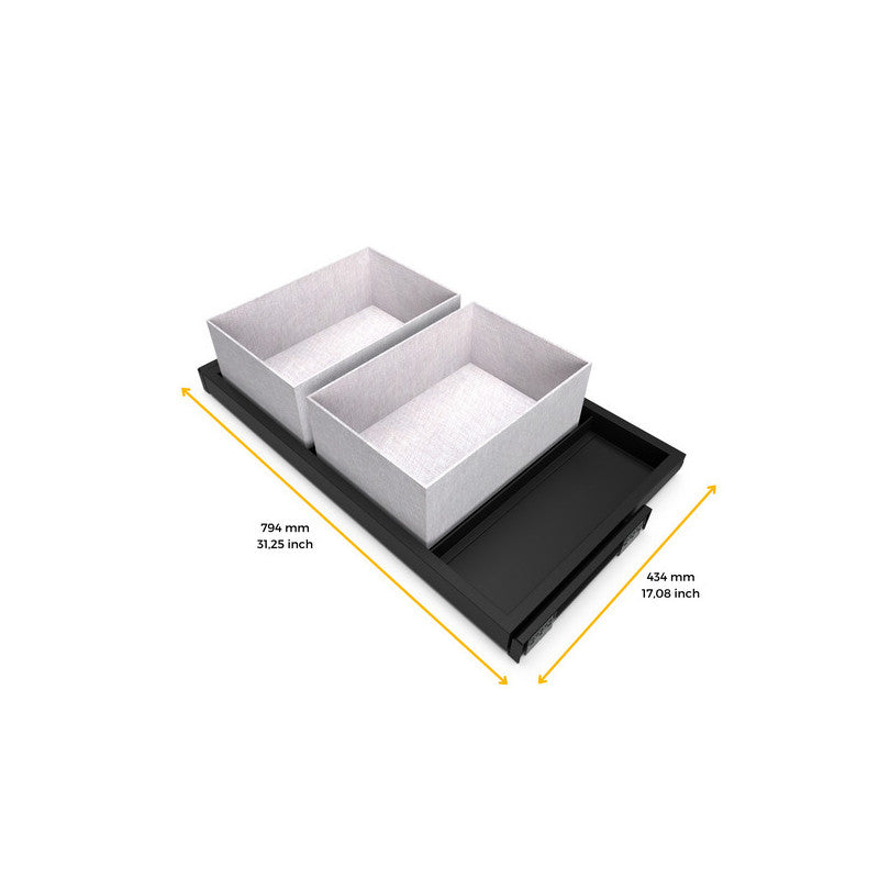  Kit Plateaux Emuca Avec 2 Paniers Pour Armoires 800mm Noir Texturé