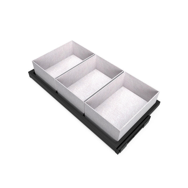  Kit Plateaux Emuca Avec 3 Paniers Pour Armoires 900mm Noir Texturé