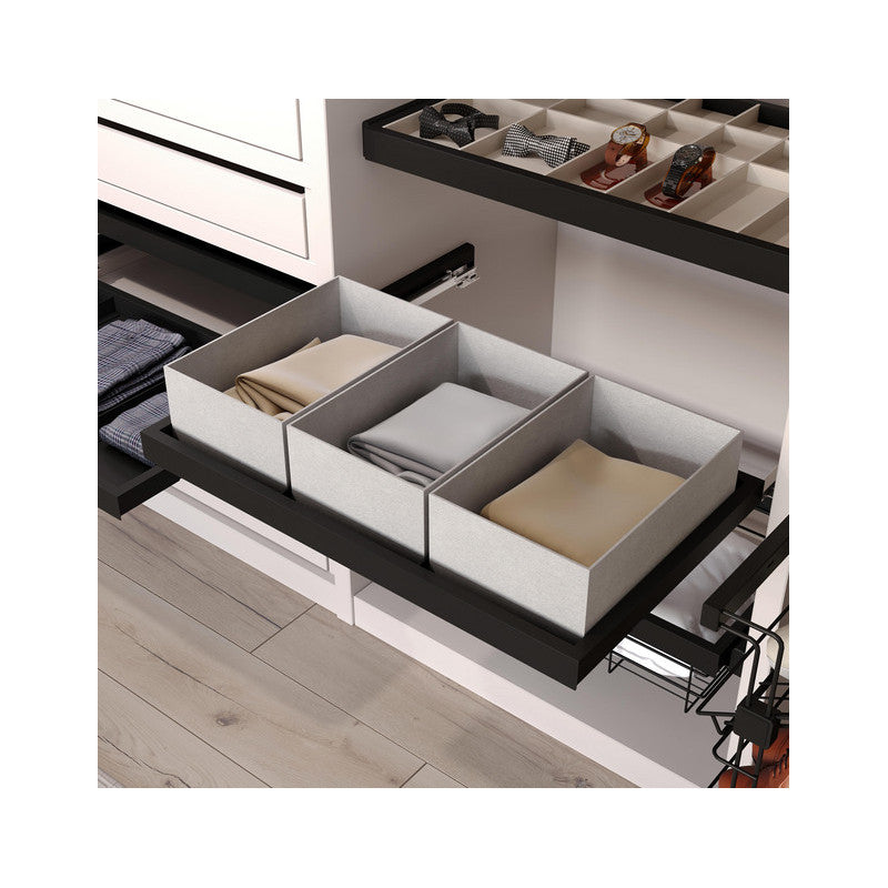  Kit Plateaux Emuca Avec 3 Paniers Pour Armoires 900mm Noir Texturé