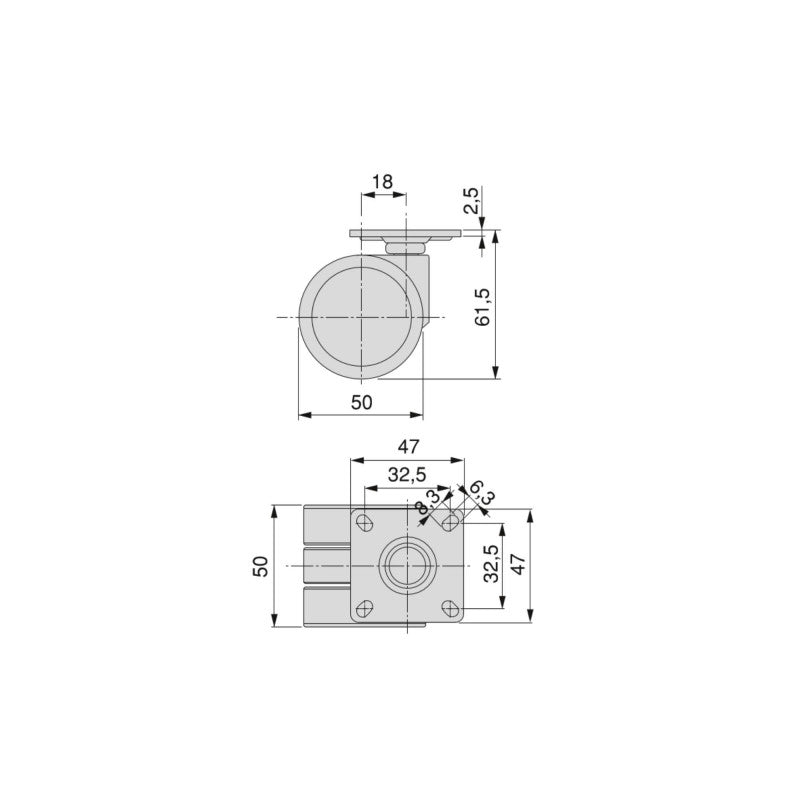  Emuca - Kit Roulettes Bowl 2 D50mm Charge 60kg Avec Vis De Fixation - 2041320