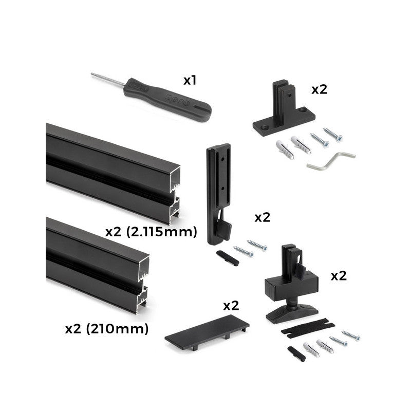  Kit Structure Modulaire Emuca Zero 2 Profilés Finition Noir Texturé