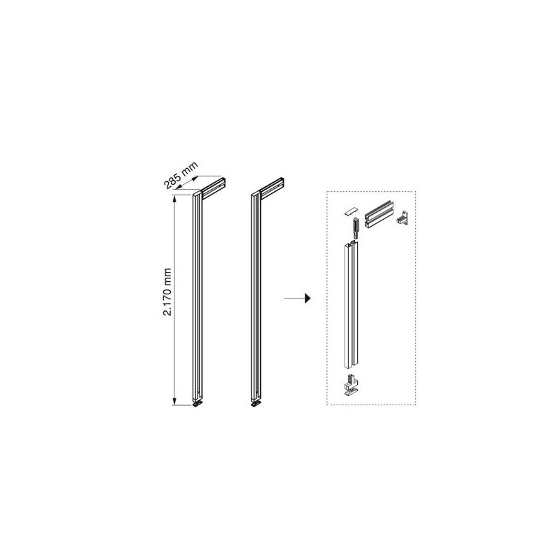 Kit Structure Modulaire Emuca Zero 2 Profilés Finition Noir Texturé