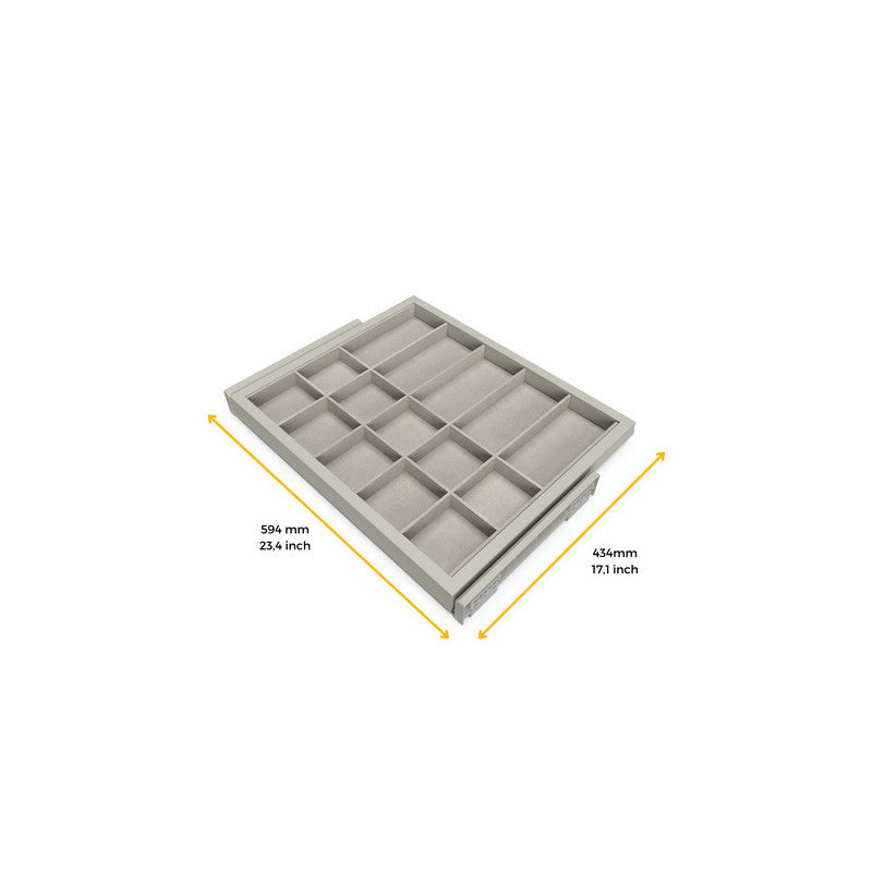  Kit Tiroir D'organisation Emuca Avec Glissières 600mm Gris Pierre