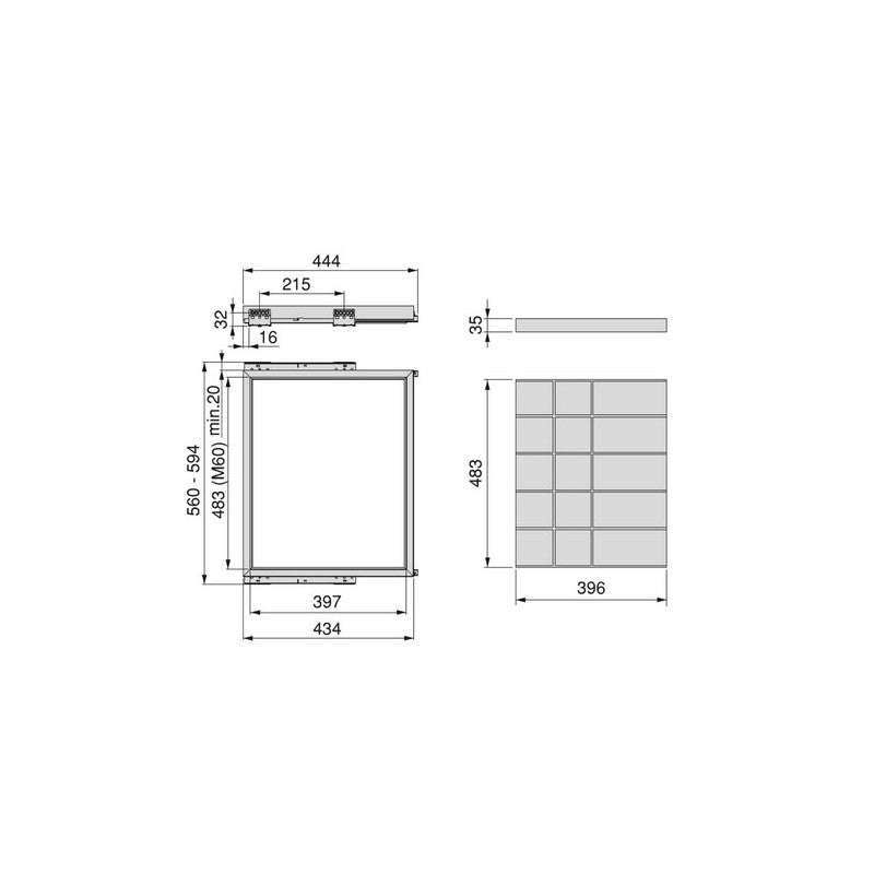  Kit Tiroir D'organisation Emuca Avec Glissières 600mm Gris Pierre