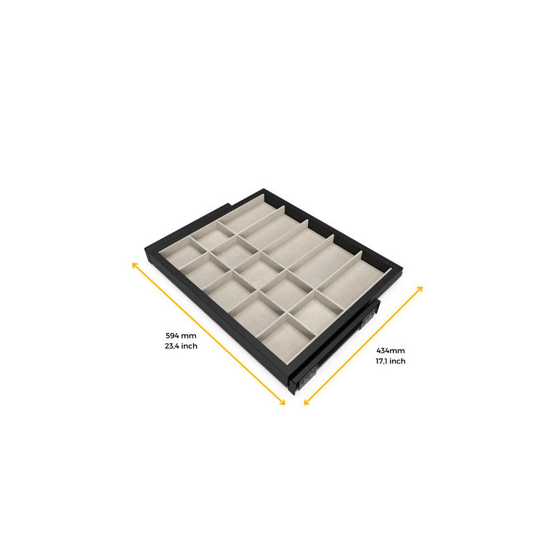  Kit Tiroir D'organisation Emuca Avec Glissières 600mm Noir Texturé