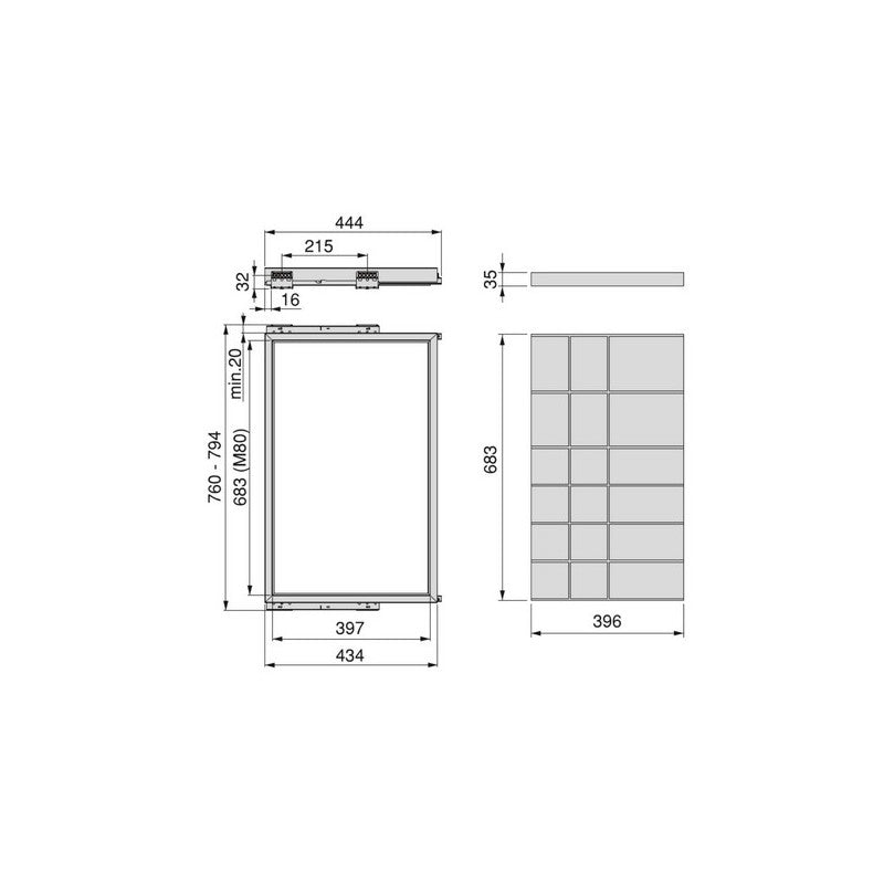  Kit Tiroir D'organisation Emuca Avec Glissières 800mm Gris Pierre