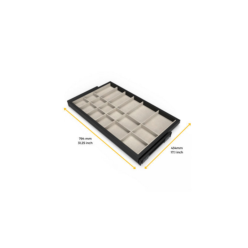  Kit Tiroir D'organisation Emuca Avec Glissières 800mm Noir Texturé