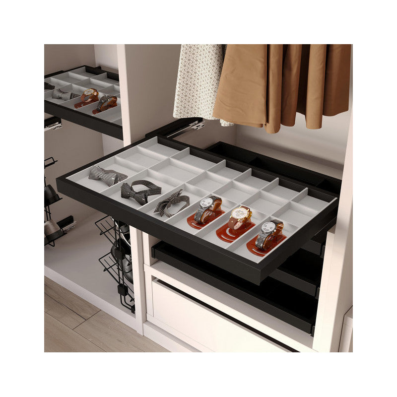  Kit Tiroir D'organisation Emuca Avec Glissières 900mm Noir Texturé
