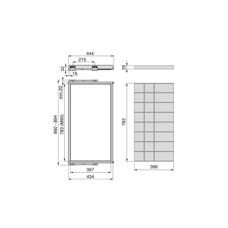  Kit Tiroir D'organisation Emuca Avec Glissières 900mm Noir Texturé