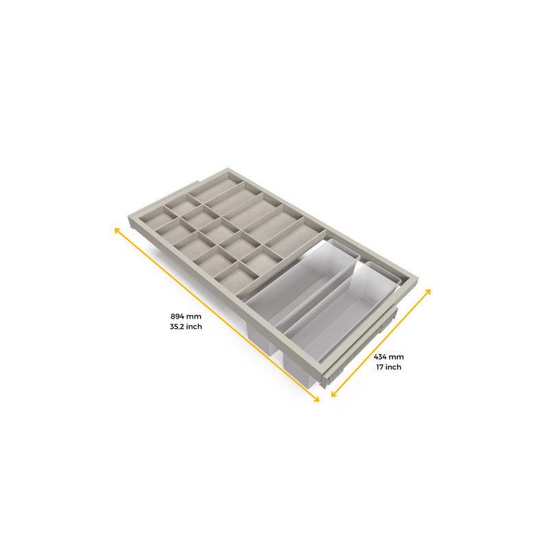  Kit Tiroir D'organisation Emuca Avec Plateau Et Glissières 900mm Gris