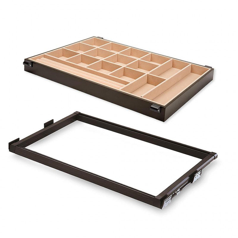  Kit Tiroir Organisateur Et Cadre Coulissant 7088513 Réglable Moka