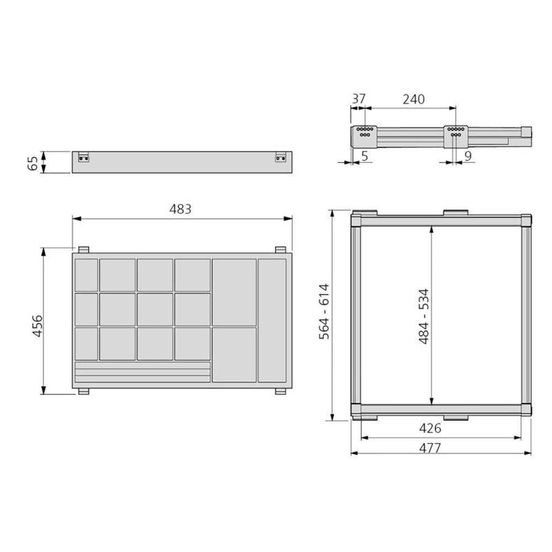  Kit Tiroir Organisateur Et Cadre Coulissant 7088513 Réglable Moka