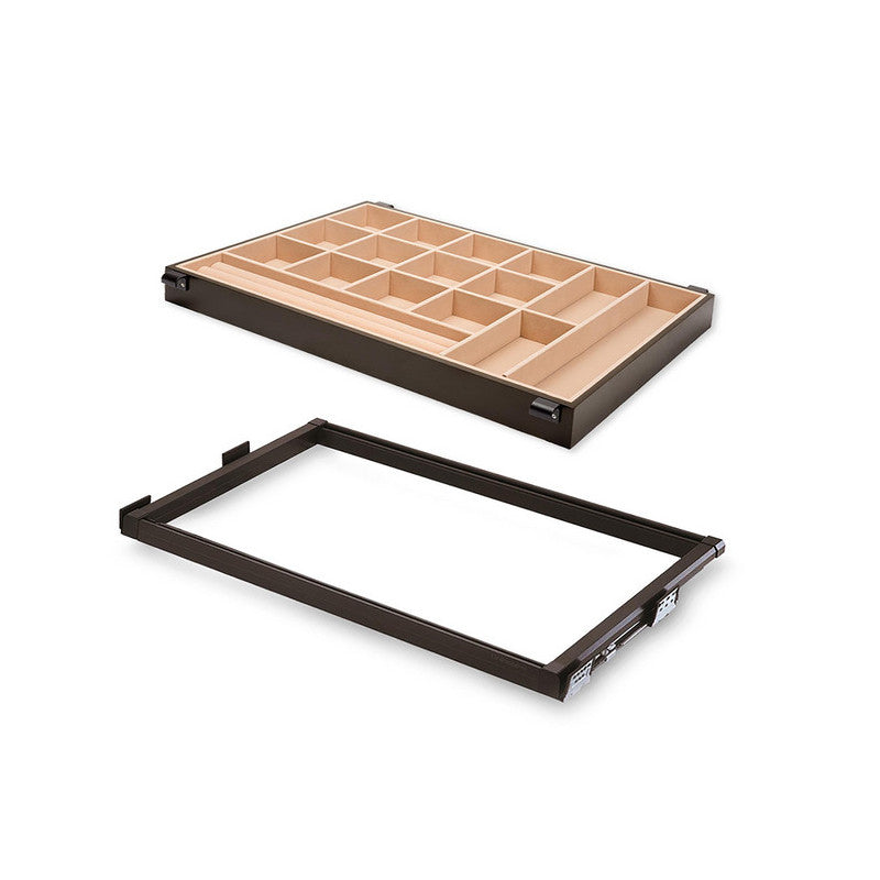  Kit Tiroir Organisateur Et Cadre Coulissant Emuca 900mm Couleur Moka