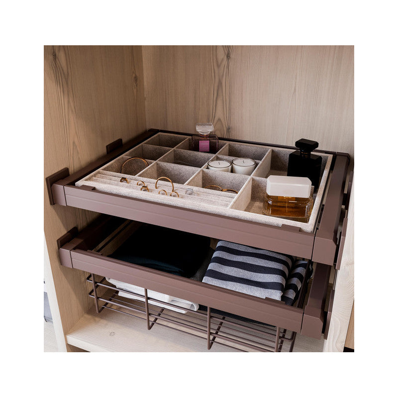  Kit Tiroir Organisateur Et Cadre Coulissant Emuca 900mm Couleur Moka