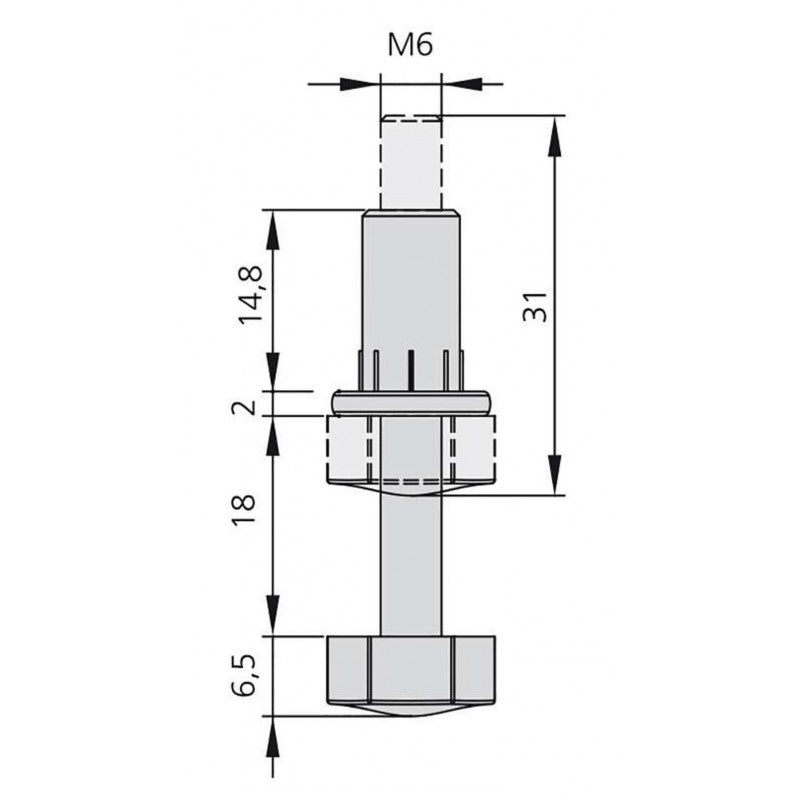  Emuca - Lot De 20 Vérins Hexagonale M6 Acier Et Plastique Pour Pied De Meuble - 2020015