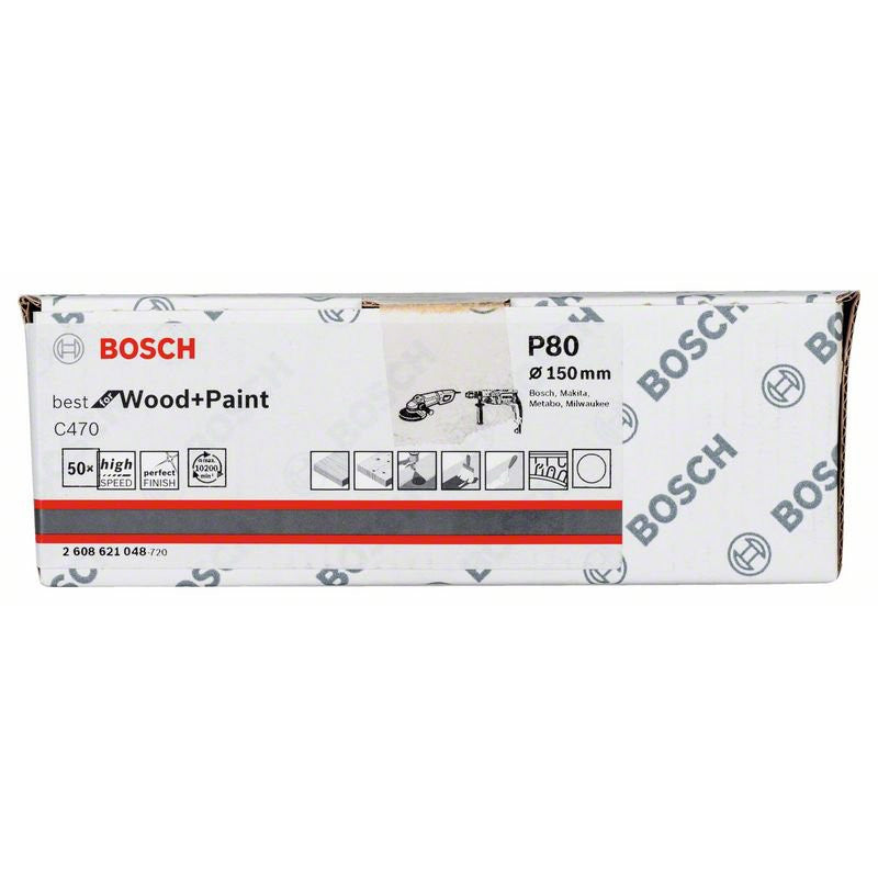 Bosch Pack De 50 Disques Abrasifs C470 Diam 150mm Grain 80 2608621048