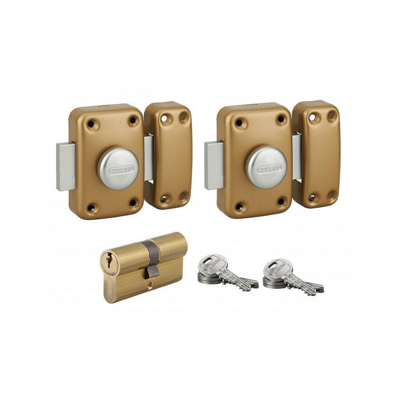  Paire Verrous CAPITAL Bouton 45mm Et Cylindre Profilé HG 30x30mm 6 Clé