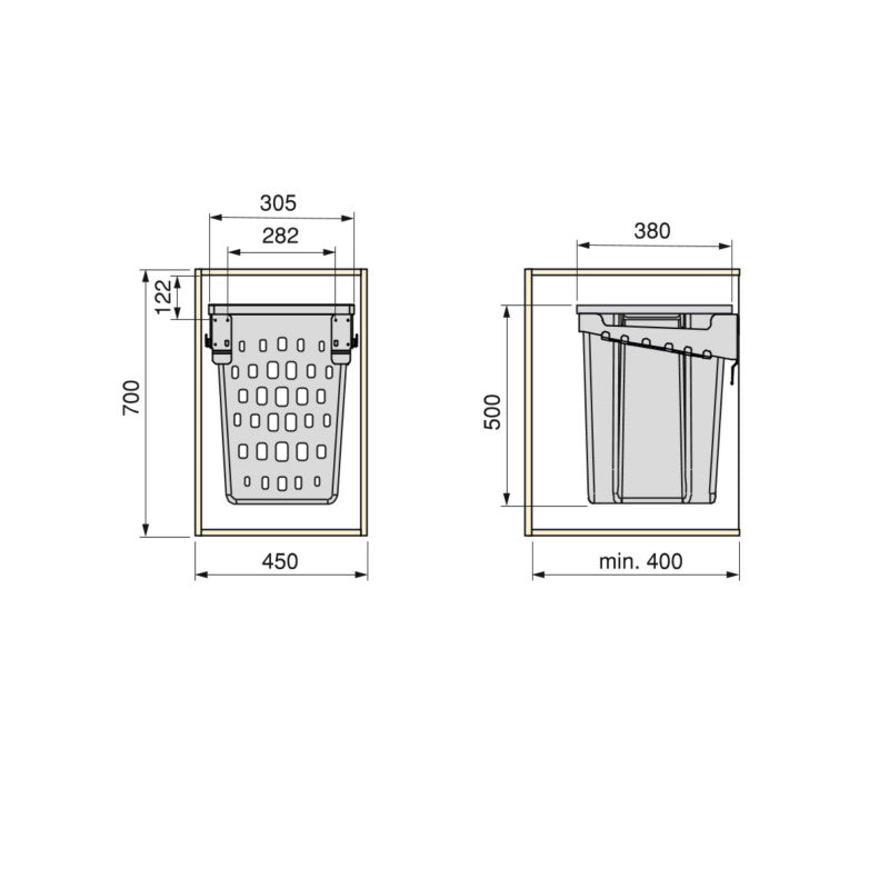 Panier à Linge Emuca Laundry Pour Module 450mm Plastique Blanc