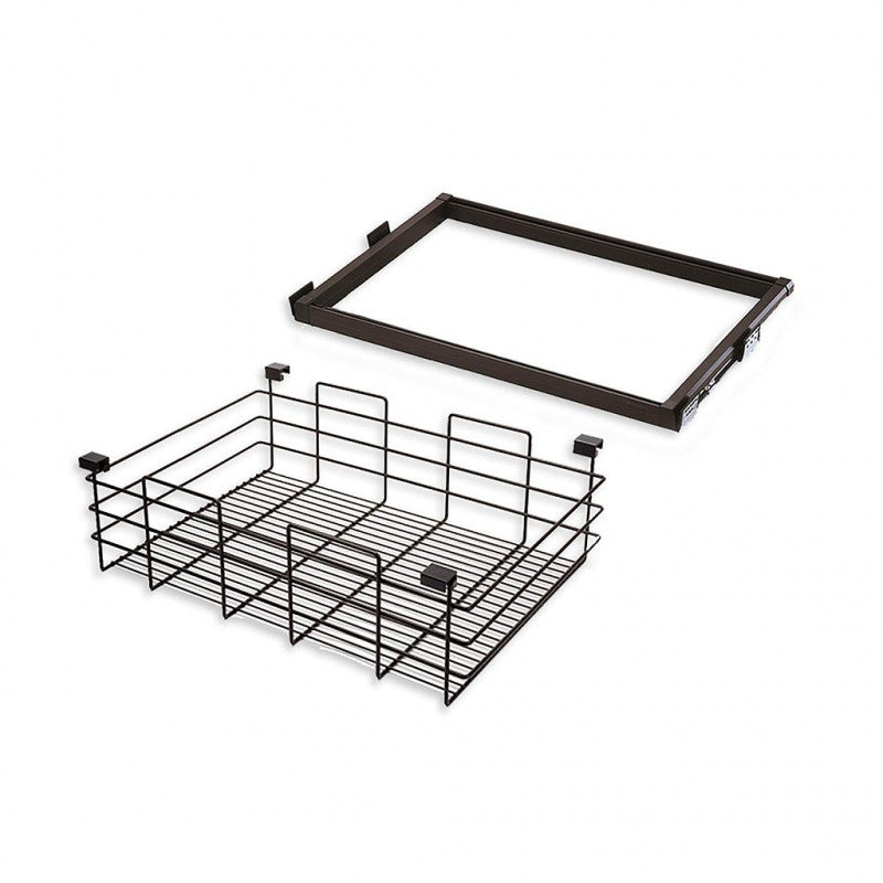  Emuca - Kit Panier Métallique Et Cadre Coulissant Module 600mm Finition Moka - 7087613