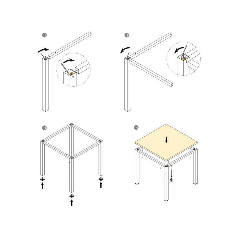  Pieds Carrés Et Cadre De Table Emuca 1150x750mm Acier Peint En Blanc