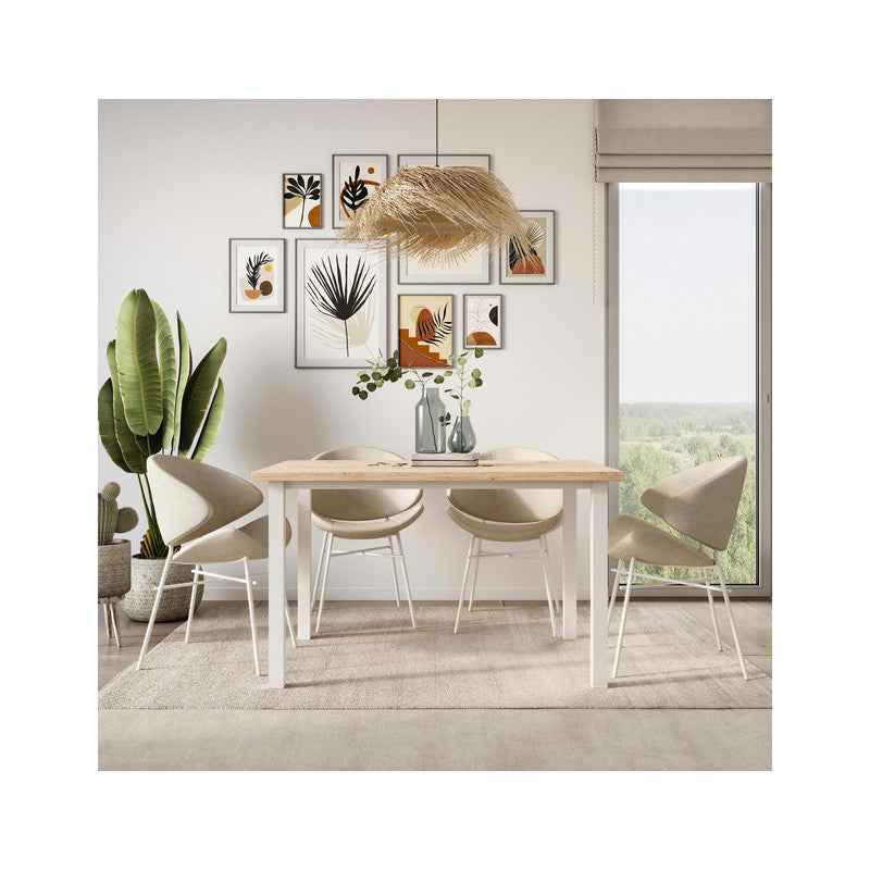  Pieds Carrés Et Cadre De Table Emuca 1150x750mm Acier Peint En Blanc