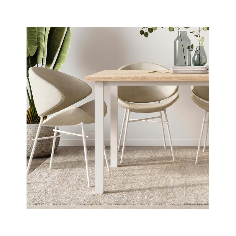  Pieds Carrés Et Cadre De Table Emuca 1150x750mm Acier Peint En Blanc