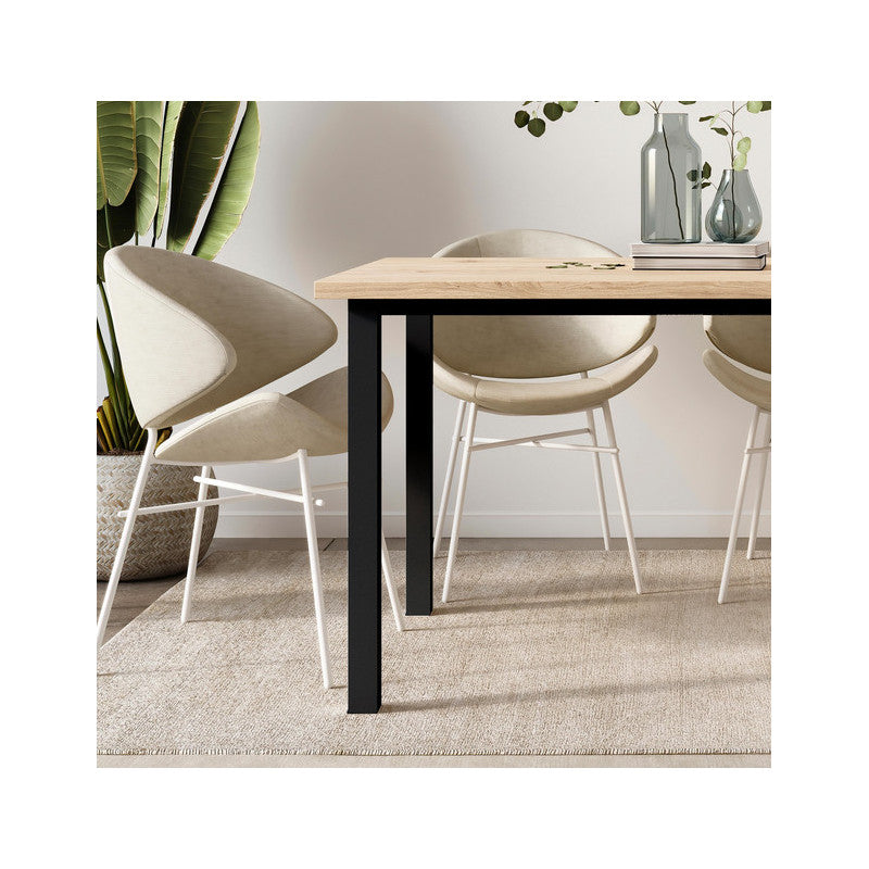  Pieds Carrés Et Cadre De Table Emuca 1150x750mm Acier Peint En Noir