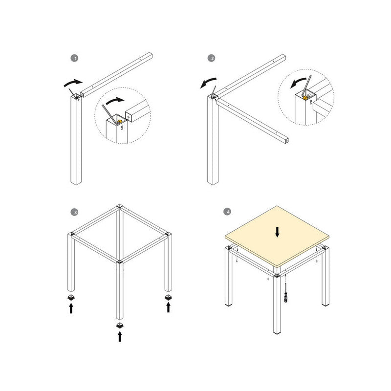 Pieds Carrés Et Cadre De Table Emuca 750x750mm Acier Peint En Blanc