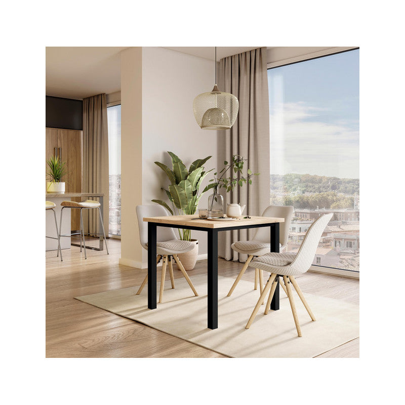  Pieds Carrés Et Cadre De Table Emuca 750x750mm Acier Peint En Noir