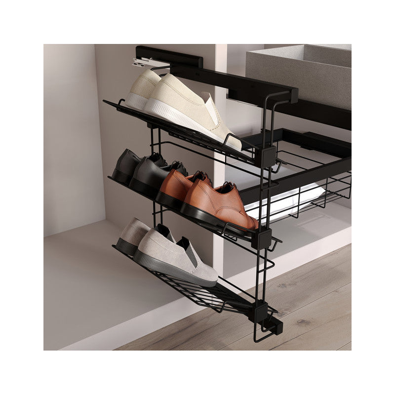  Porte-chaussures Emuca Pour Placards Et Dressing Hack Côté Droite Noir