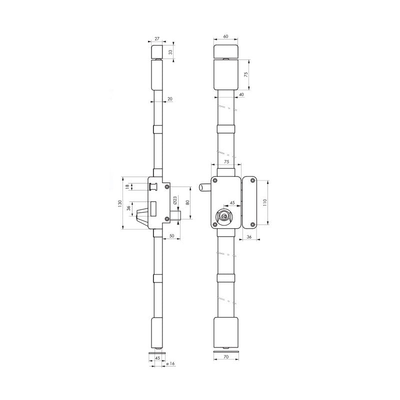  Serrure 3 Points Beluga Blanche CR Transit 2 Fouillot 75x130mm Droite