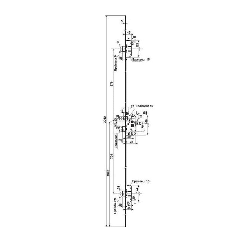  Serrure 5000 Trilock A2P* Axe 50 Mm Droite