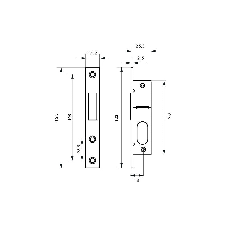  Serrure à Encastrer à Cylindre Axe 15 Mm 3 Clés 94398