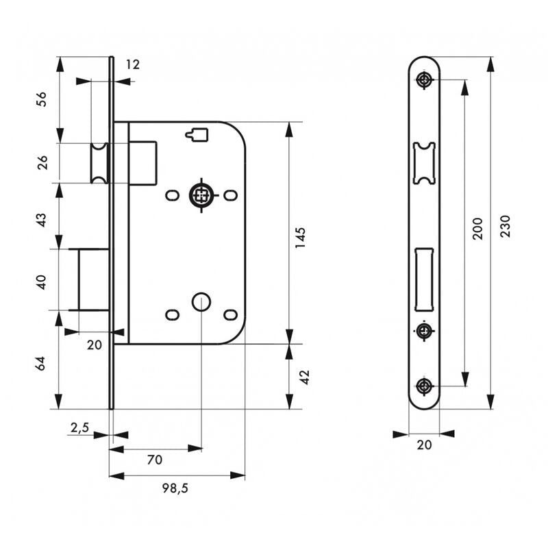  Serrure à Encastrer Thirard Axe 70mm Pour Porte Intérieure Nickelé