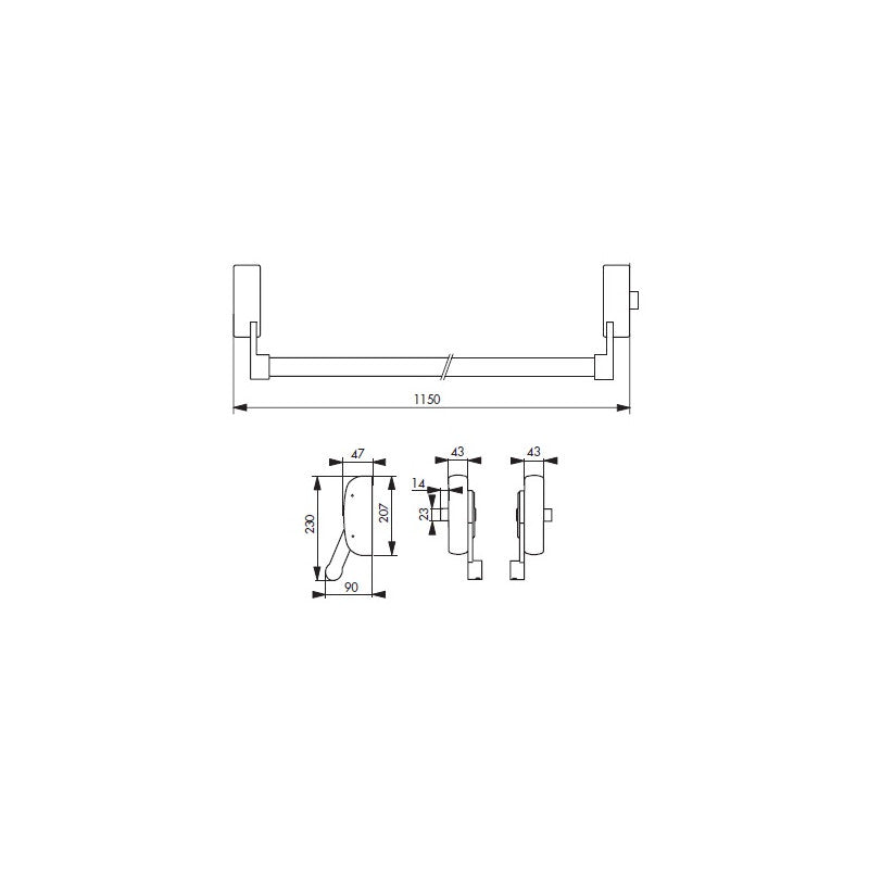  Serrure Anti-panique 1 Point Latéral Réversible Laqué Blanc Porte Maxi