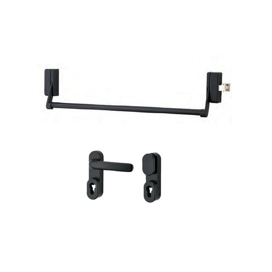  Serrure Anti-panique 1 Point Latéral Réversible Laqué Noir Porte Maxi