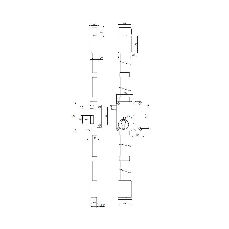  Serrure BELUGA Marron CP Transit 2 à Fouillot 75 X 130 Mm Gauche 4 Clé
