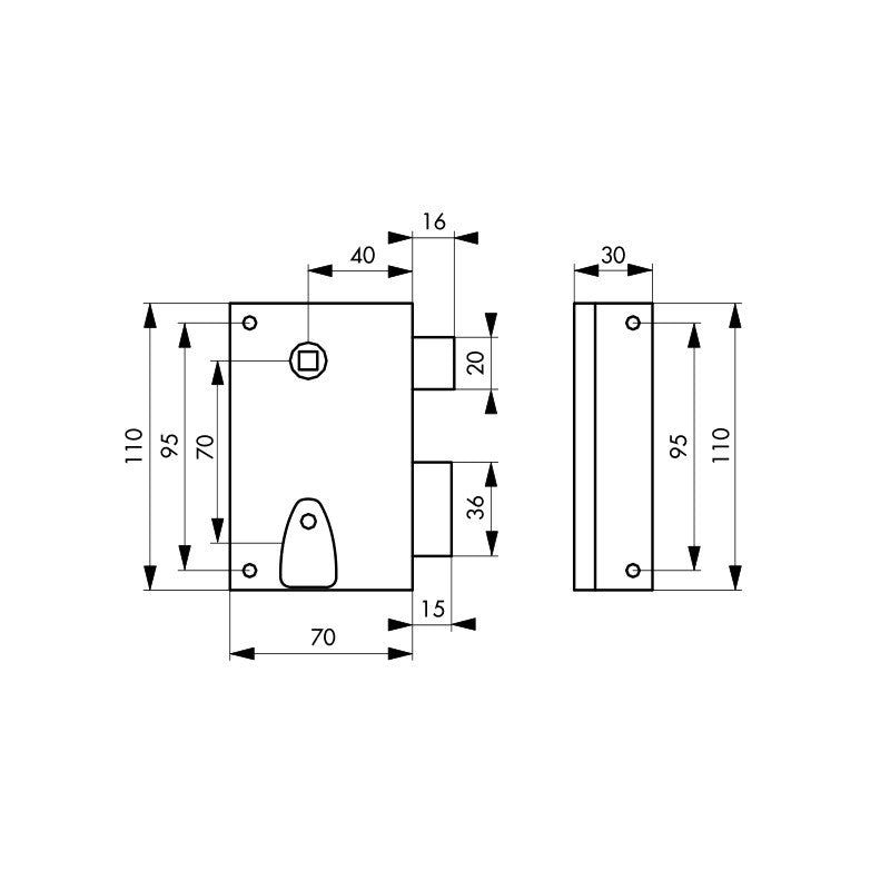  Serrure En Applique 70 X 110 Mm Gauche 2 Clés 300141