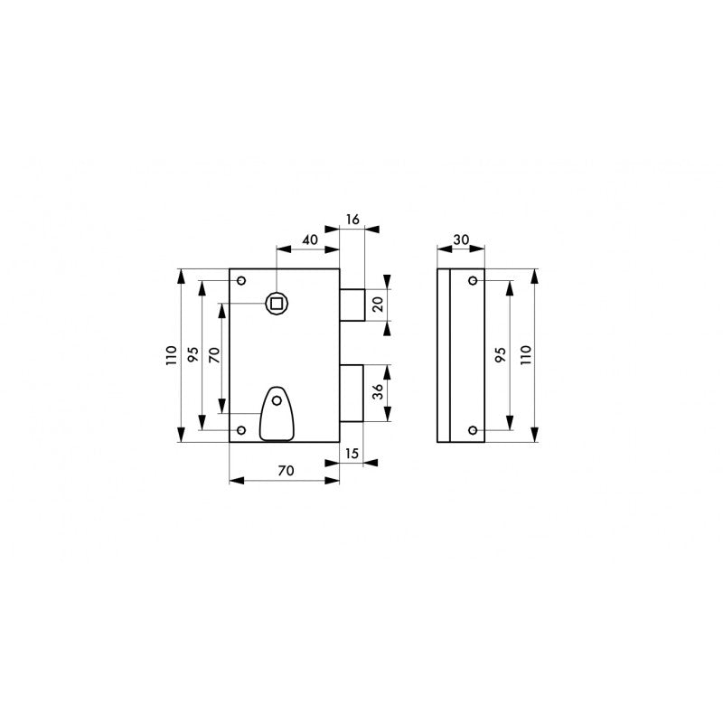  Serrure En Applique à Fouillot 70 X 110 Mm Droite 309133