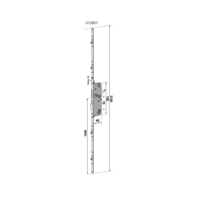  Serrure Encastrer 5 Points SECURY R4 50mm Carré 7/EA70 Hauteur Poignée