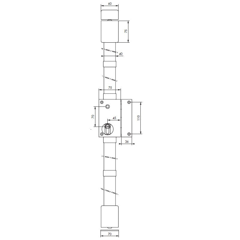  Serrure TARGA Or CP 5 Goupilles à Tirage 75 X 130 Mm Droite Avec 4 Clé
