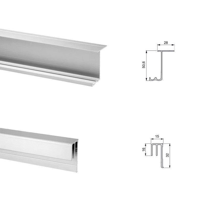  Système Coulissant 6030220 Neco Pour Armoire 2 Portes 16mm