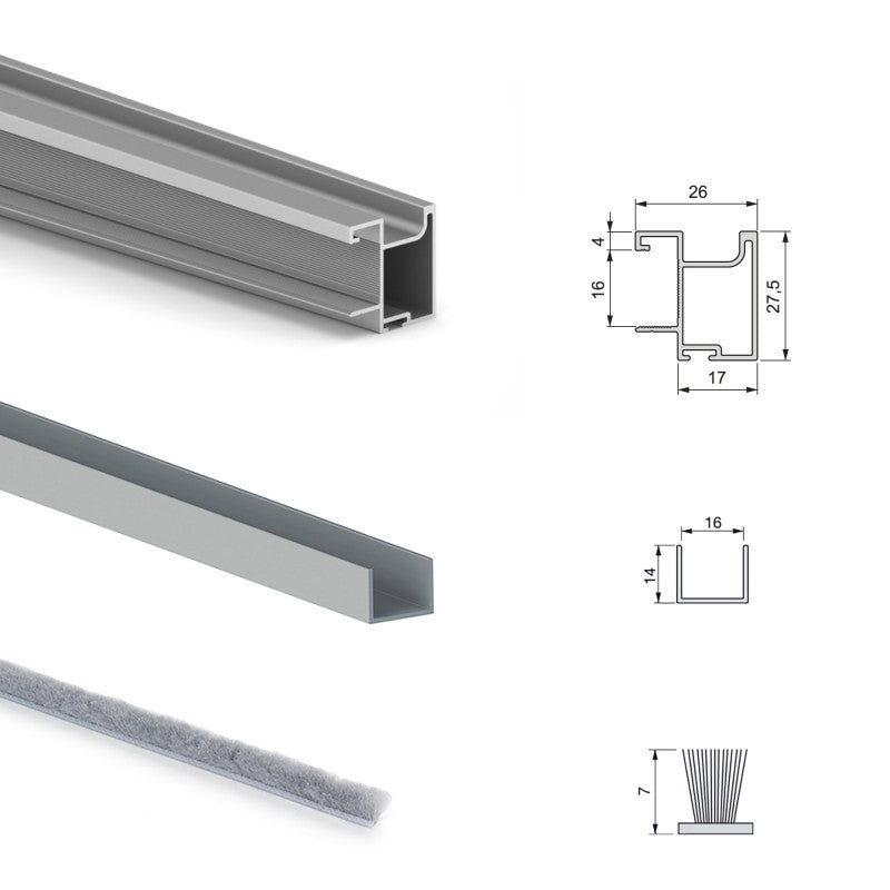  Système Coulissant Emuca Pour Armoires à 2 Portes Profils Sharp 16mm