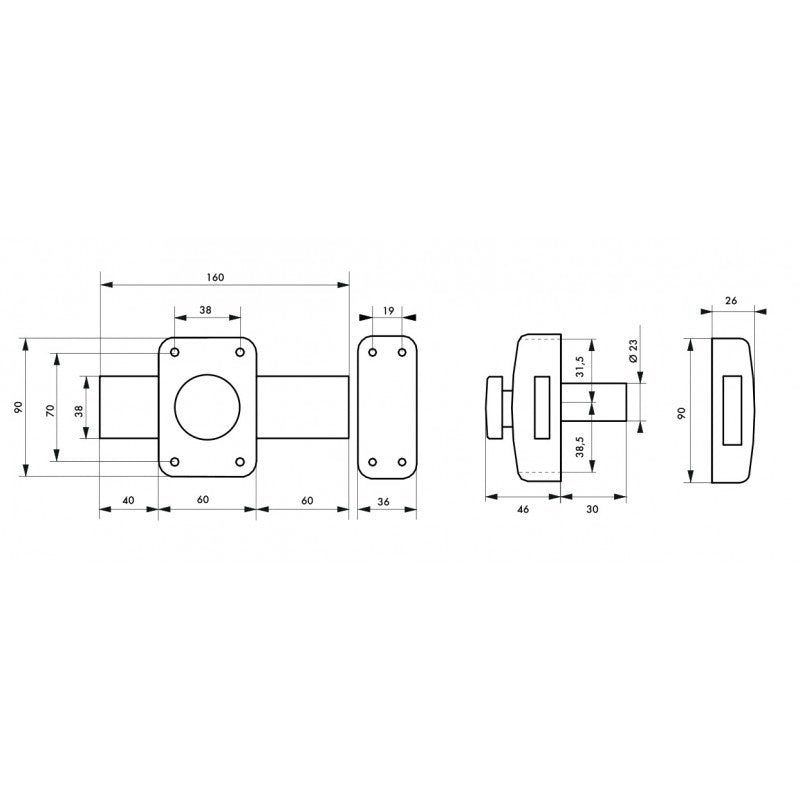  Verrou De Porte Garage CAPITAL à Cyl Double 30 Mm Pêne 160 Mm 3 Clés 9