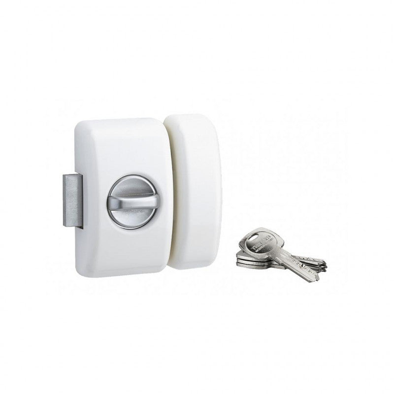  Verrou Porte D'entrée UNIVERSEL 6 Goupilles 45mm Blanc 4 Clés Réversib