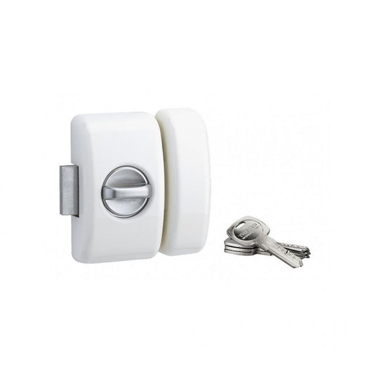  Verrou Porte D'entrée UNIVERSEL 6 Goupilles 45mm Blanc 4 Clés Réversib